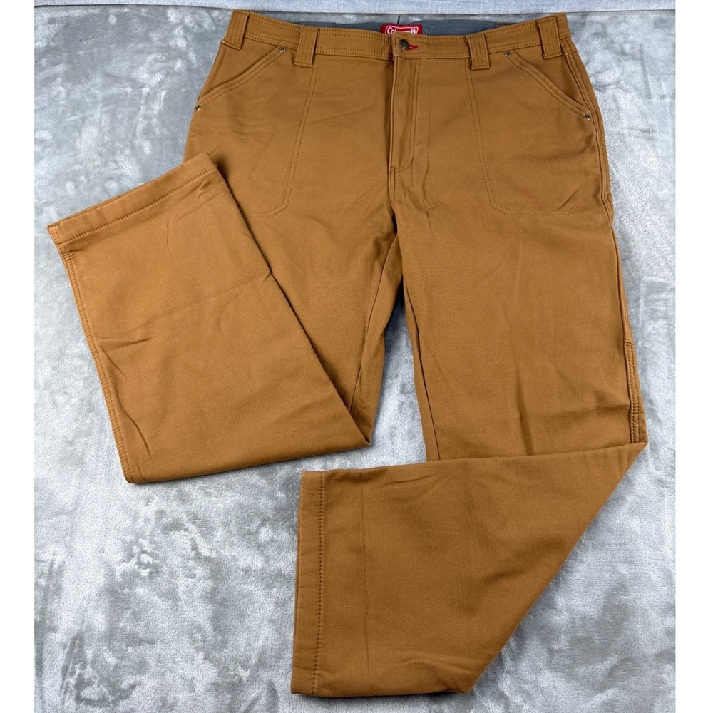 Coleman Utility Pants Mens 40x32 Fleece-Lined Canvas Brown Stretch NEW